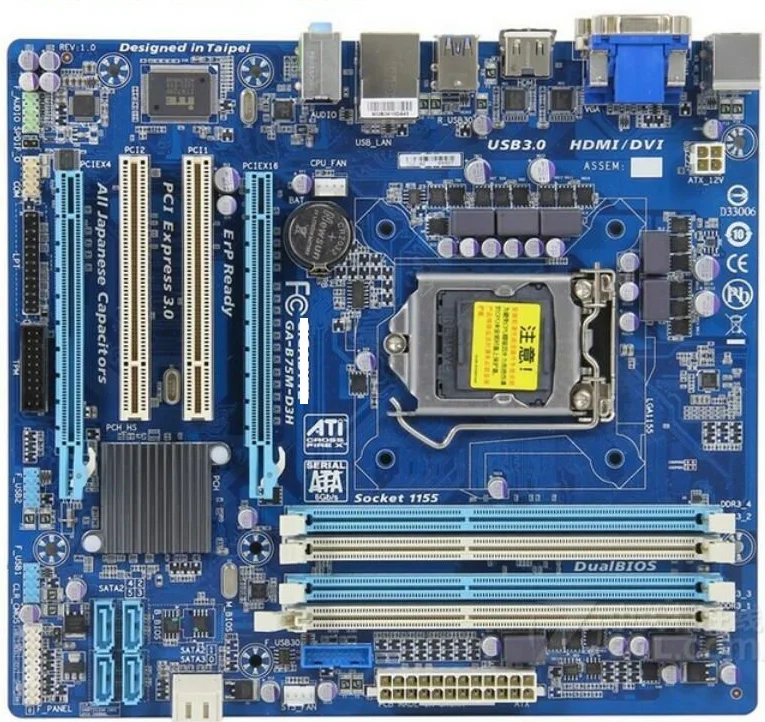 

used motherboard for gigabyte GA-B75M-D3H LGA 1155 DDR3 boards B75M-D3H 32GB VGA DVI b75 Desktop motherboard