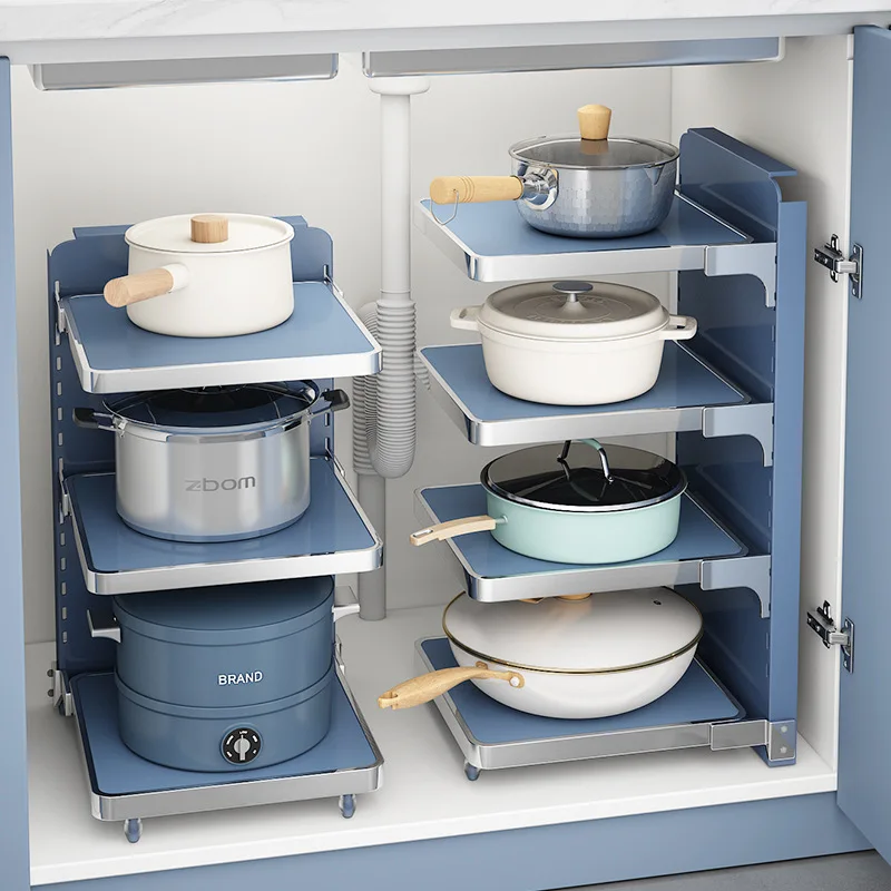 Kitchen Storage, Household Cabinet, Layered Pot Rack, Multi-functional Sink, Multi-layer Pot Storage Rack