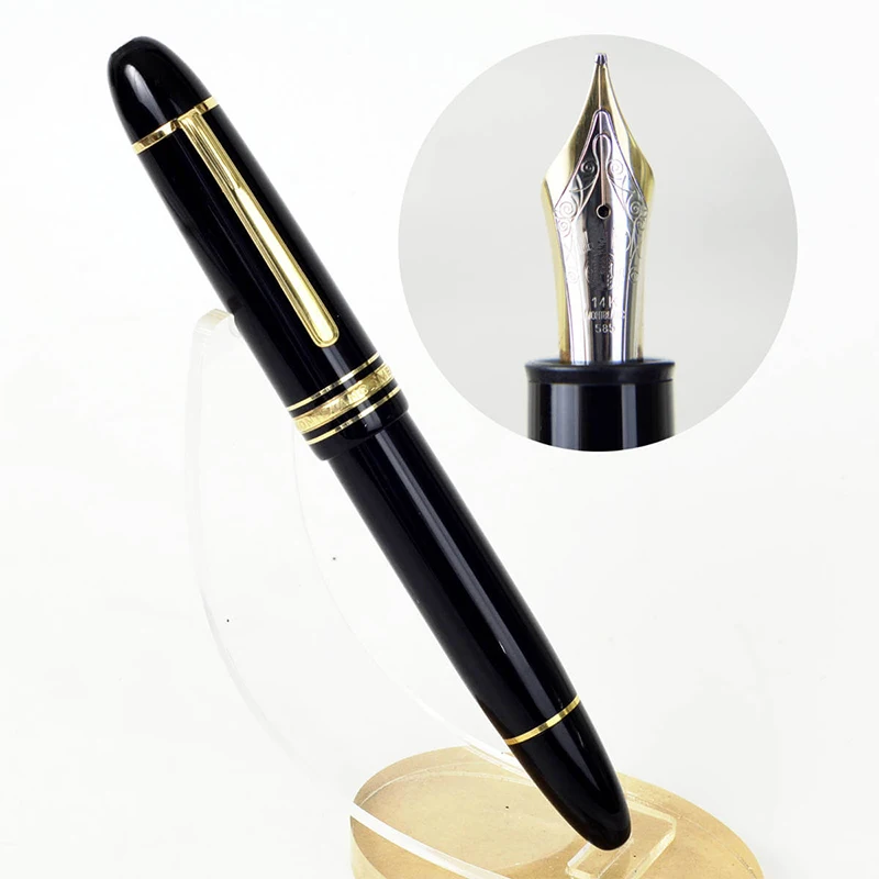 Luxuri Brand Meisterstuck 149 Gold Fountain Pens Office Novel Black Resin MB Rollerball Pen Gel Ink Inlay Serial Number Gift Set