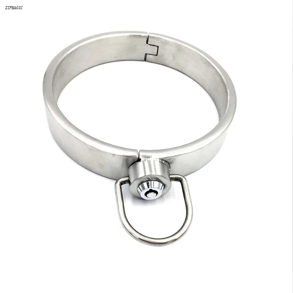 SM stainless steel collar, new press lock, male and female adult toys.