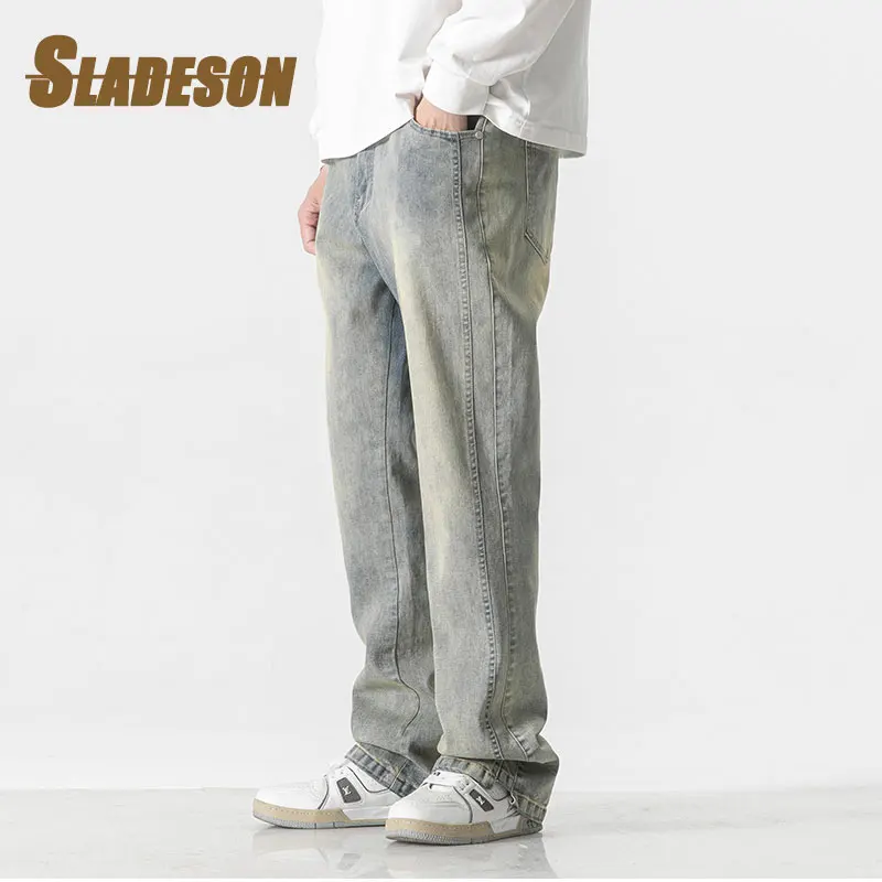 Men‘’s Jeans Y2K Vintage Wash Jeans Men Straight Wide Leg Jeans Homme Streetwear Korea Fashion Highstreet Denim Pants for Men