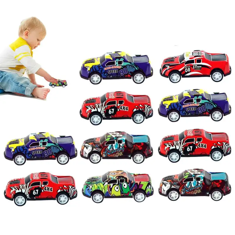 

10pcs Pull Back Car Child Party Favors Race Car Toy Portable Smooth Creative Pull Back Vehicle Set Stocking Stuffers