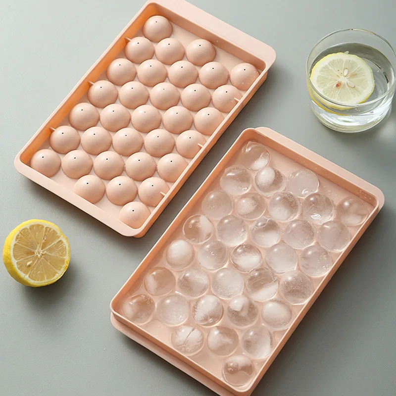 

33 Grid 3D Round Balls Ice Molds Plastic Molds Ice Tray Mold Bar Party Ice Hockey Holes Making Box Molds With Cover DIY Moulds