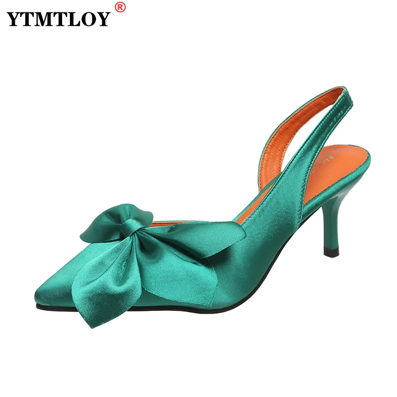 

Fashion Thin High Heels Slingback Sandals Pointed Toe Slip on Mules Shoes Ladies Elegant Shallow Pumps Party Dress Pumps