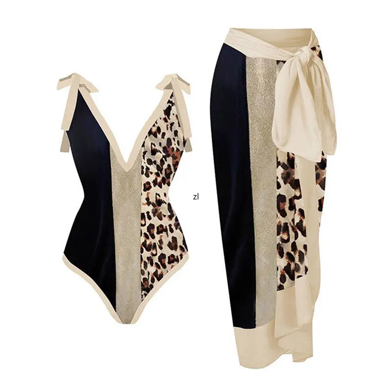 Tankini Women Hot Spring Swimming Suit Women's Fitness Black With Skirt Tight Bandage Summer Beach Luxury Elegant Vintage Print