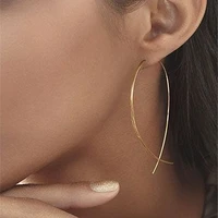 fashion simple copper wire earrings for women arc large hoop earrings thin hoop earrings delicate hoop earrings hook earrings
