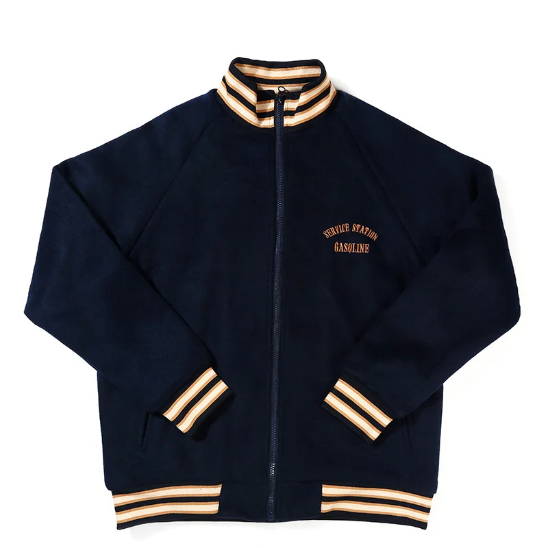 

Spring Gas Station Embroidered Stand Collar Wool Coat Outdoor Sport Student Training Combat Men's Women's Woolen Baseball Jacket