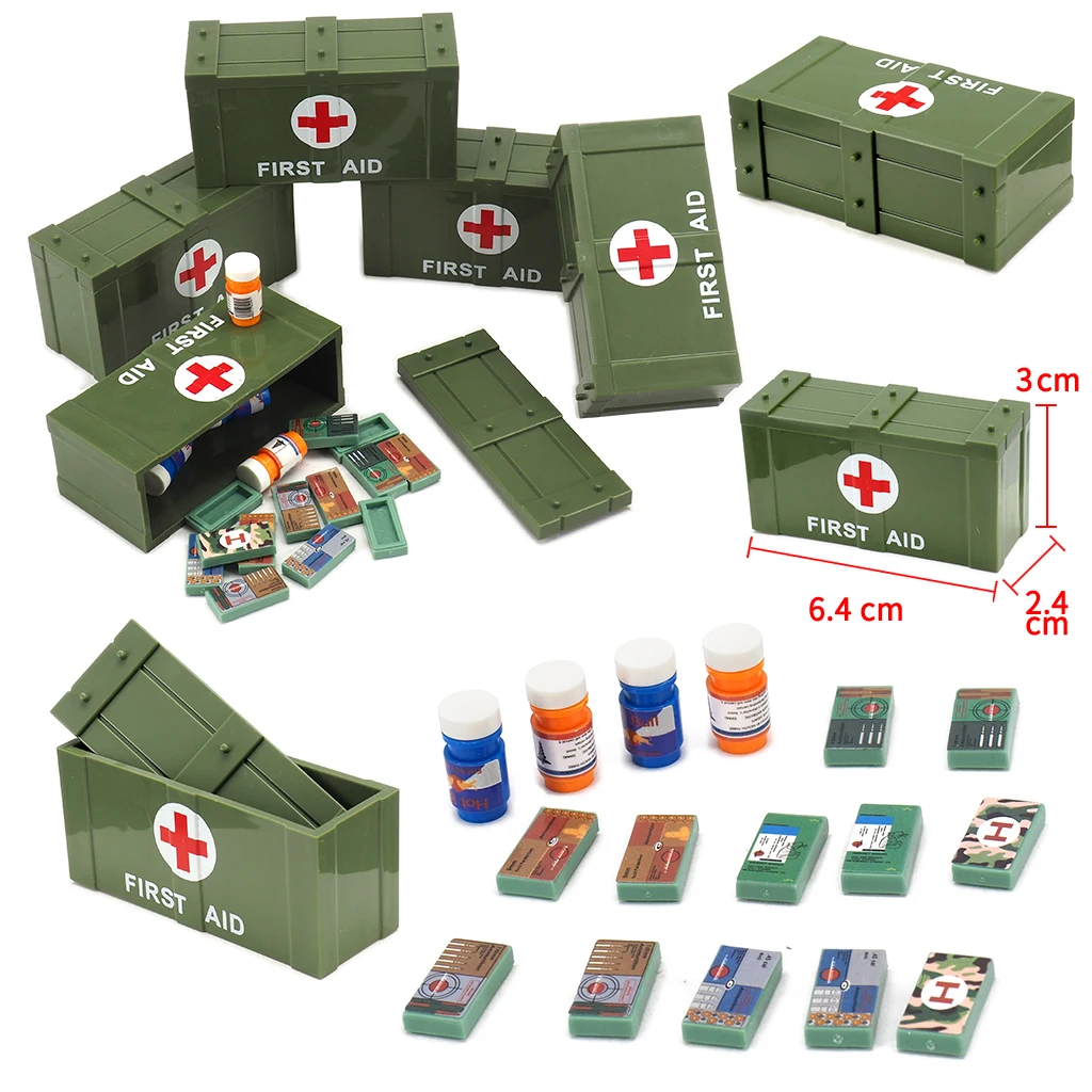 

Modern Medical Box City Figures Building Block Medicine Energy Bottle Moc Military WW2 Army Rescue Box Equipment Child Gift Toys