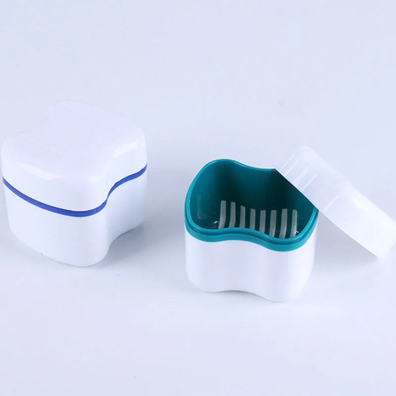 

2 Colors Denture False Teeth Storage Box Case With Filter Screen Dental Appliance High Quality Convenient Storages Boxes