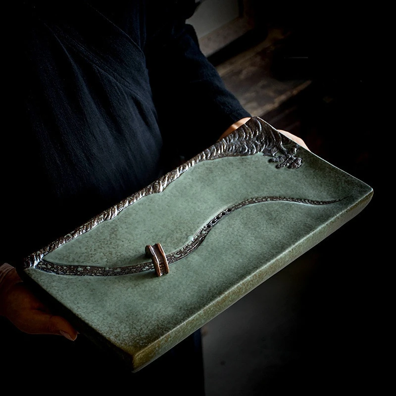 

Ceramic Tea Tray Home Small Dry Tea Set Teaware Kitchen Dining Bar Garden