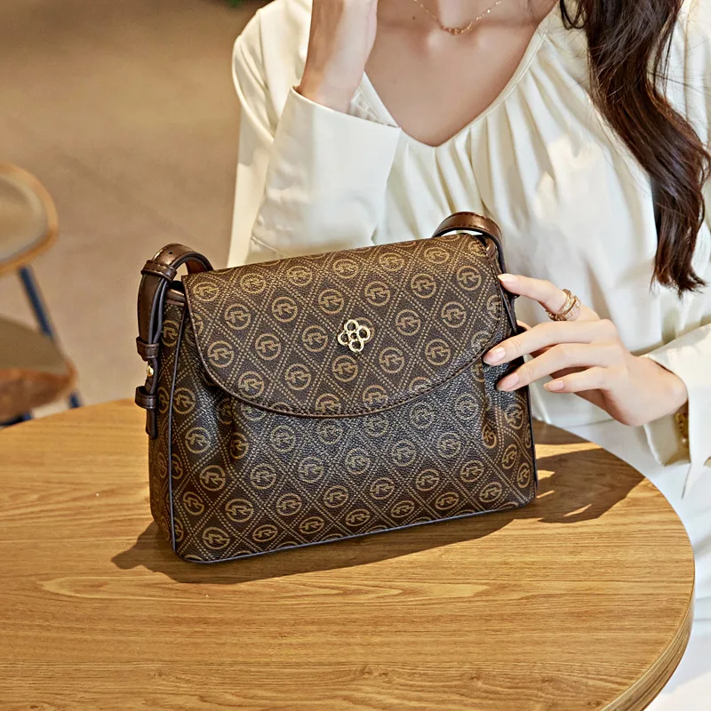 

Free Shiping Summer Fashion Middle aged Mother Vintage Print Versatile Simple One Shoulder Crossbody Small Square Bag [C5827-1]