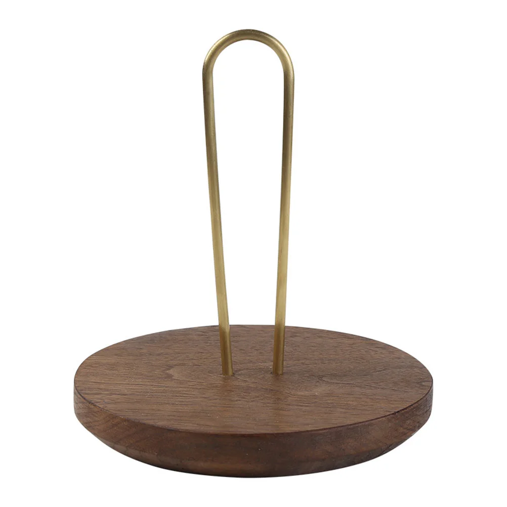 

1Pc Wooden Base Roll Paper Rack Tissue Holder Copper Paper Rack Roll Paper Rack Paper Towel Rack for Decor