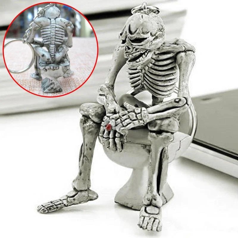 

Durable Car Key Rings Toilet Skulls Keychain Cool Purse Bag Decor Key Chain Rubber Mini Auto Keyfob Car Styling