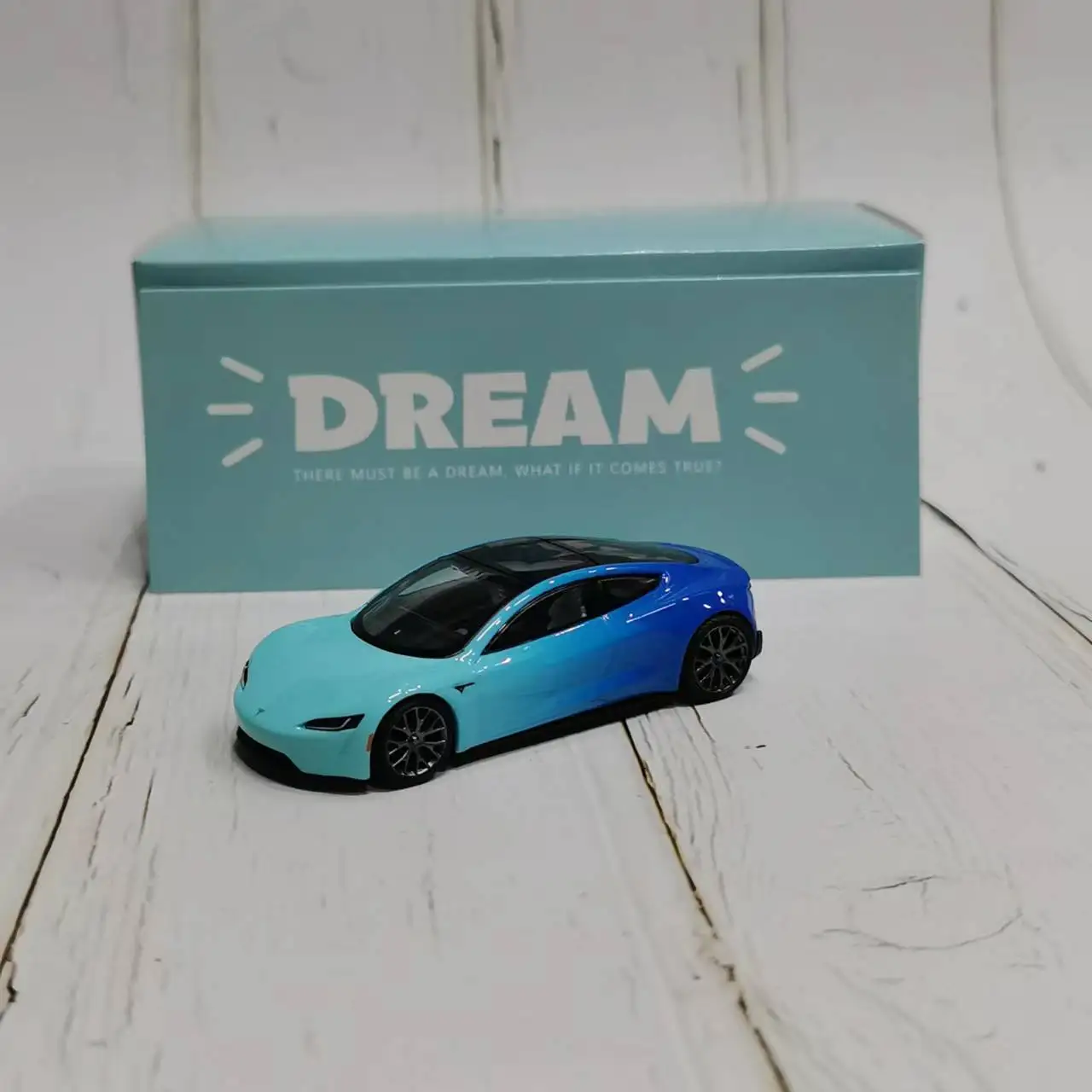

Time Micro Dream 1:64 Model Car Tesla Roadster Alloy Concept Vehicle Collection Display - Bule