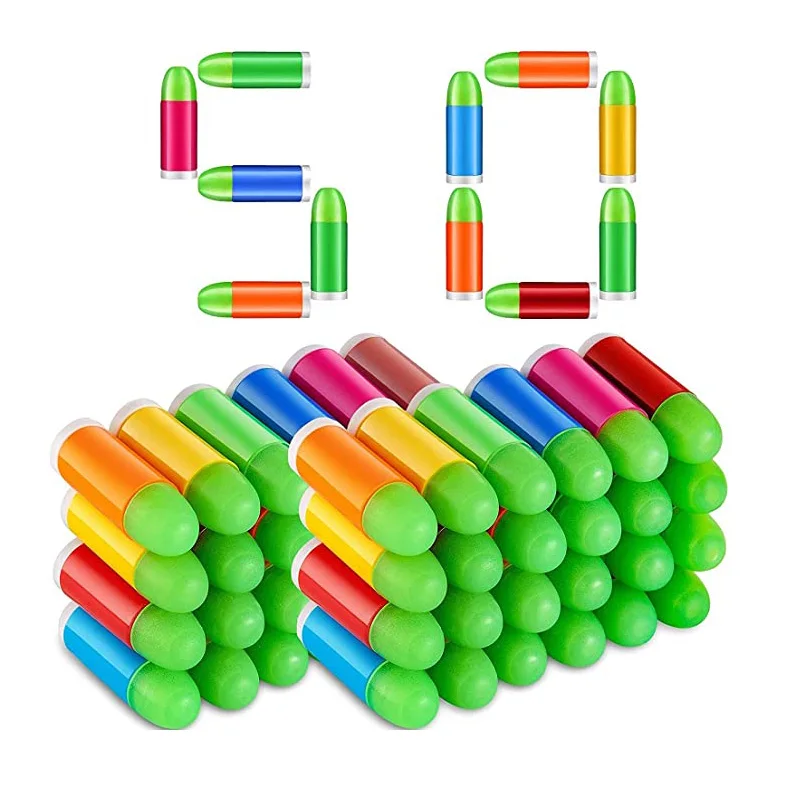 

80/50/20 Pcs Refill Bullets Mixed Color Darts Glow In The Dark Rubber Tip Bullets Compatible With M1911/ C96 /45 ACP Kid Toy Gun