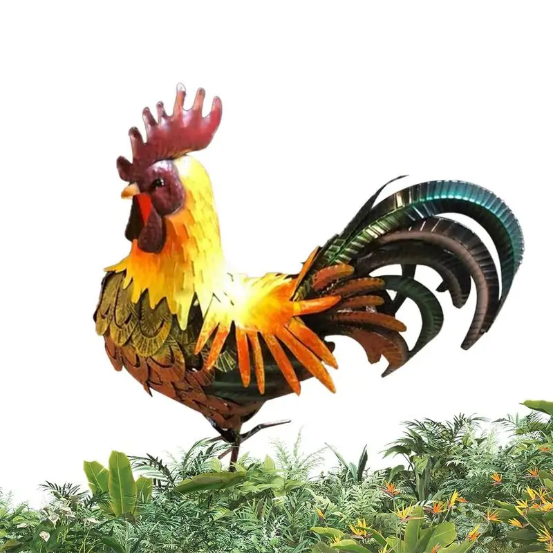 

Garden Statues Rooster Colorful Iron Cast Metal Chicken Hen Statue Yard Chicken Decorations Rooster Sculptures & Statues For