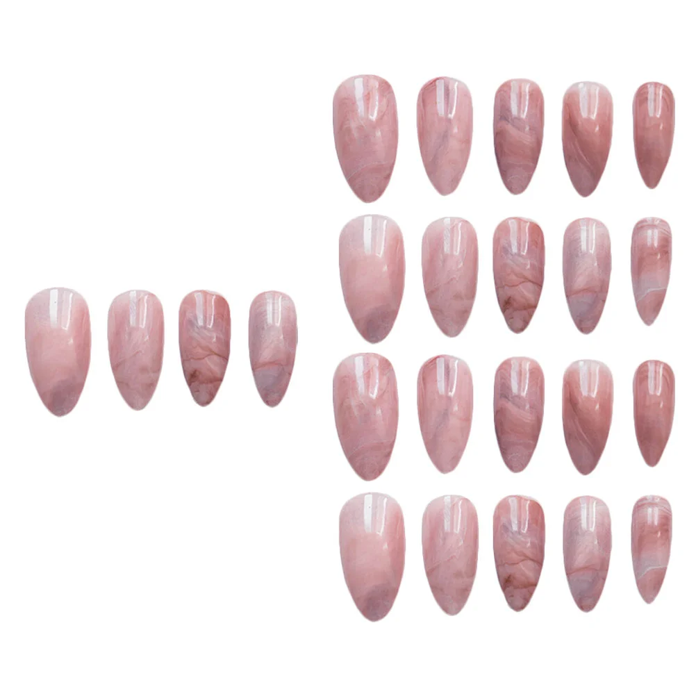 

Nails Fake Nail False Glue Women Coffin Christmas Tips Natural Press Short Artificial Cover Full Marble Manicure Tip