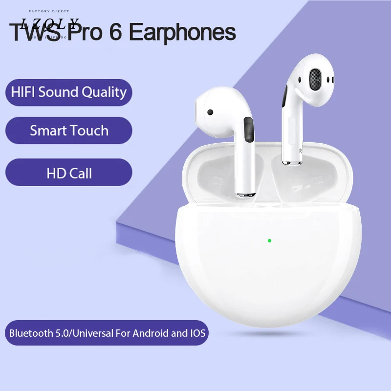 

New PRO 6 TWS Mini Wireless Earphones Bluetooth Headphones Sports Headset Waterproof Earbuds Music Earpiece For All SmartPhones