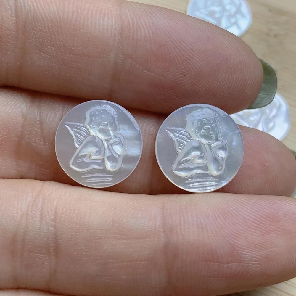 

Natural Shell Angel Charm For Jewelry Making Angel Medal Charms For Necklace Bracelet Wholesale 10pcs