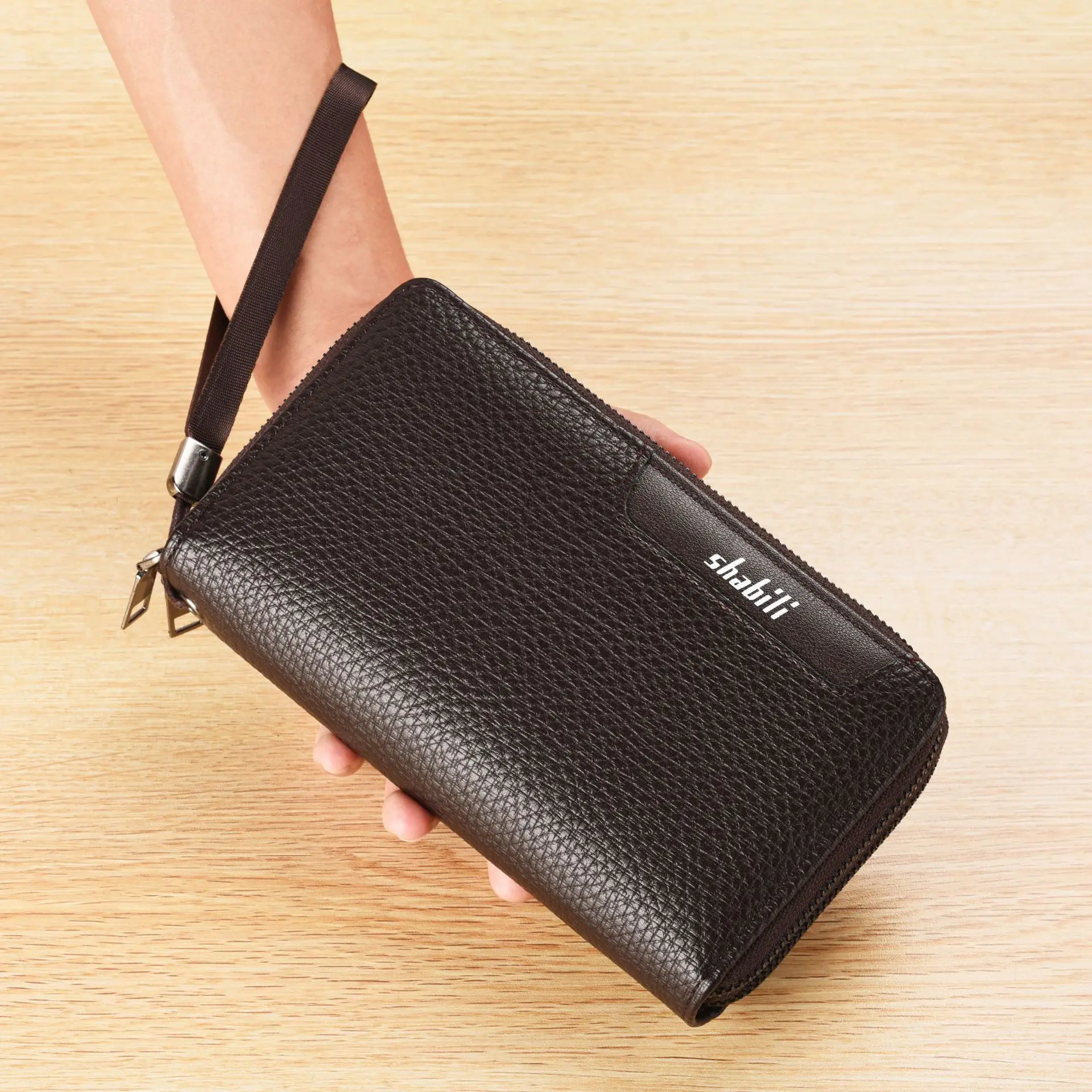

New Fashion Casual Trend Men's Multi-Card Wallet Double Zip Business Handbag Multifunctional Clutch Large Capacity