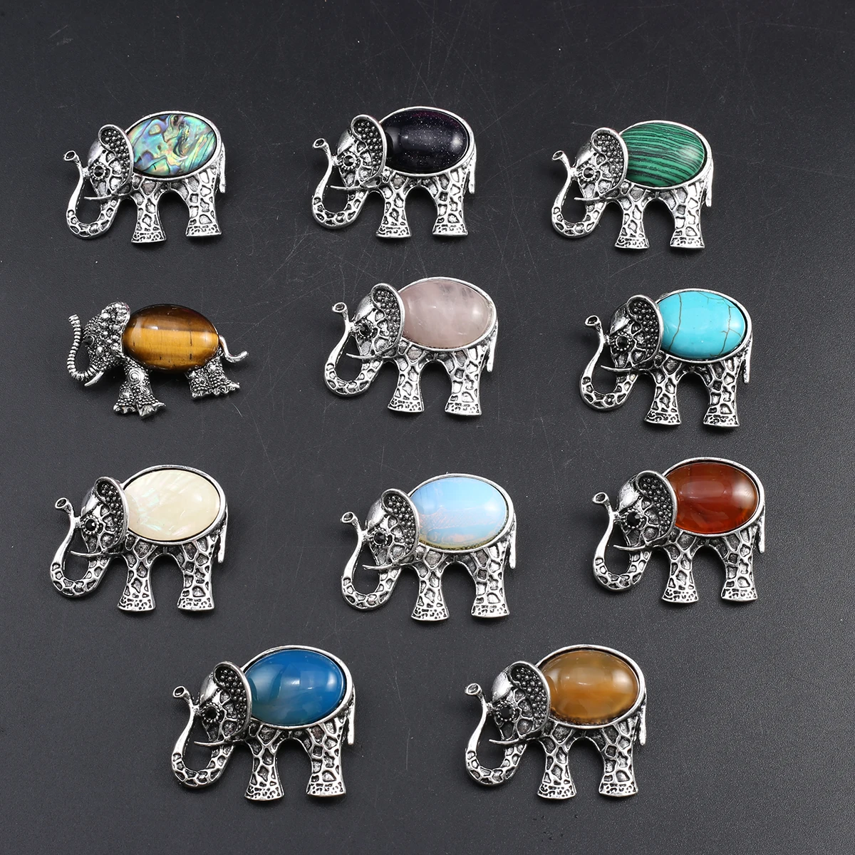 

5 PCS Wholesale Exquisite Natural Turquoise Abalone Shell Elephant shaped Pendant Jewelry Making DIY Necklace Accessorie Gift