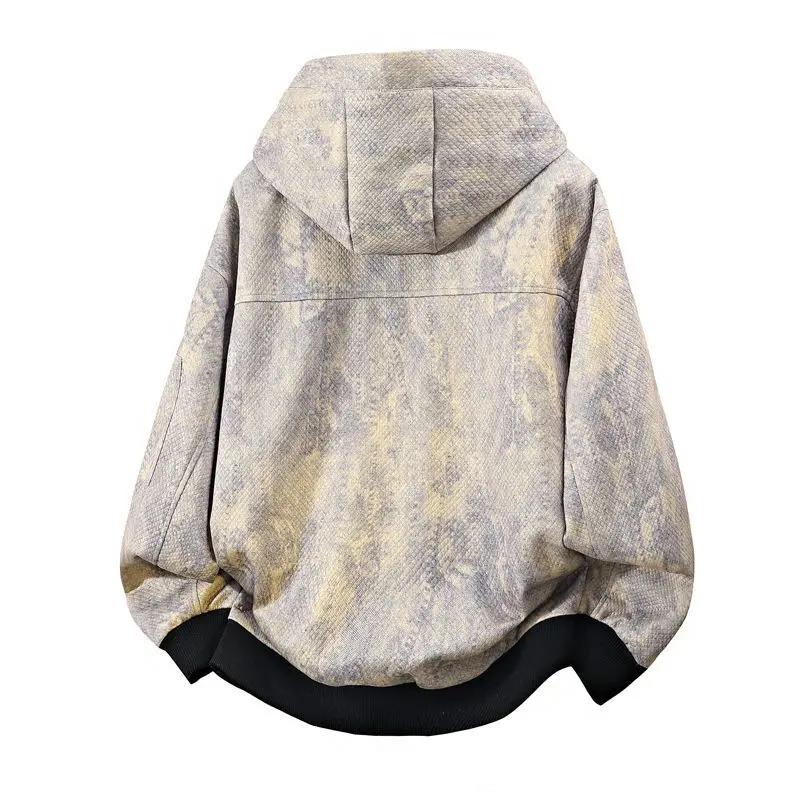Фото Мужская куртка Harajuku American Tie Dye, винтажное пальто с капюшоном, весенне-осеннее свободное повседневное молодежное уличное пальто в гонконгском стиле, модная №5
