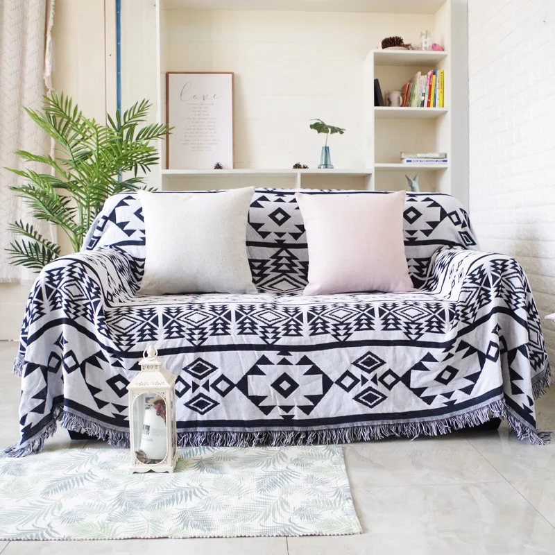 

Double-sided Geometric Throw Blanket Sofa Slipcover Decorative Blanket On Sofa/beds/plane Travel Shawl