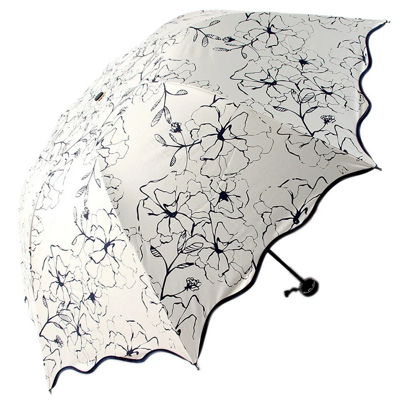 

UV Foldable Umbrellas Sun Compact Women Windproof Rain Umbrella Lovely Flower 8K Parasols Umbrella