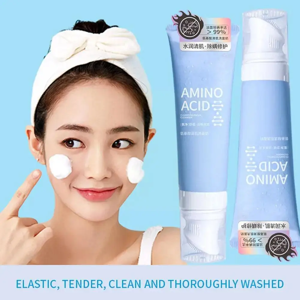 

120ml Amino Acid Foaming Deep Cleansing Face Cleanser Whitening Cleanser Anti remover Moisturizing Care Massage Care Aging V6V7