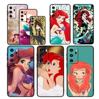 the little mermaid lovely for huawei p50 p40 p30 p20 p10 p8 pro lite e 2017 5g black silicone soft luxury phone case capa