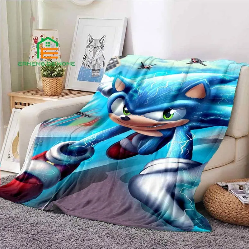 

Anime Sonic Flannel Throw Blanket Warm Blanket for Home, Picnic, Travel, Plane, Office and Applies to Adults, Kids, Elderly