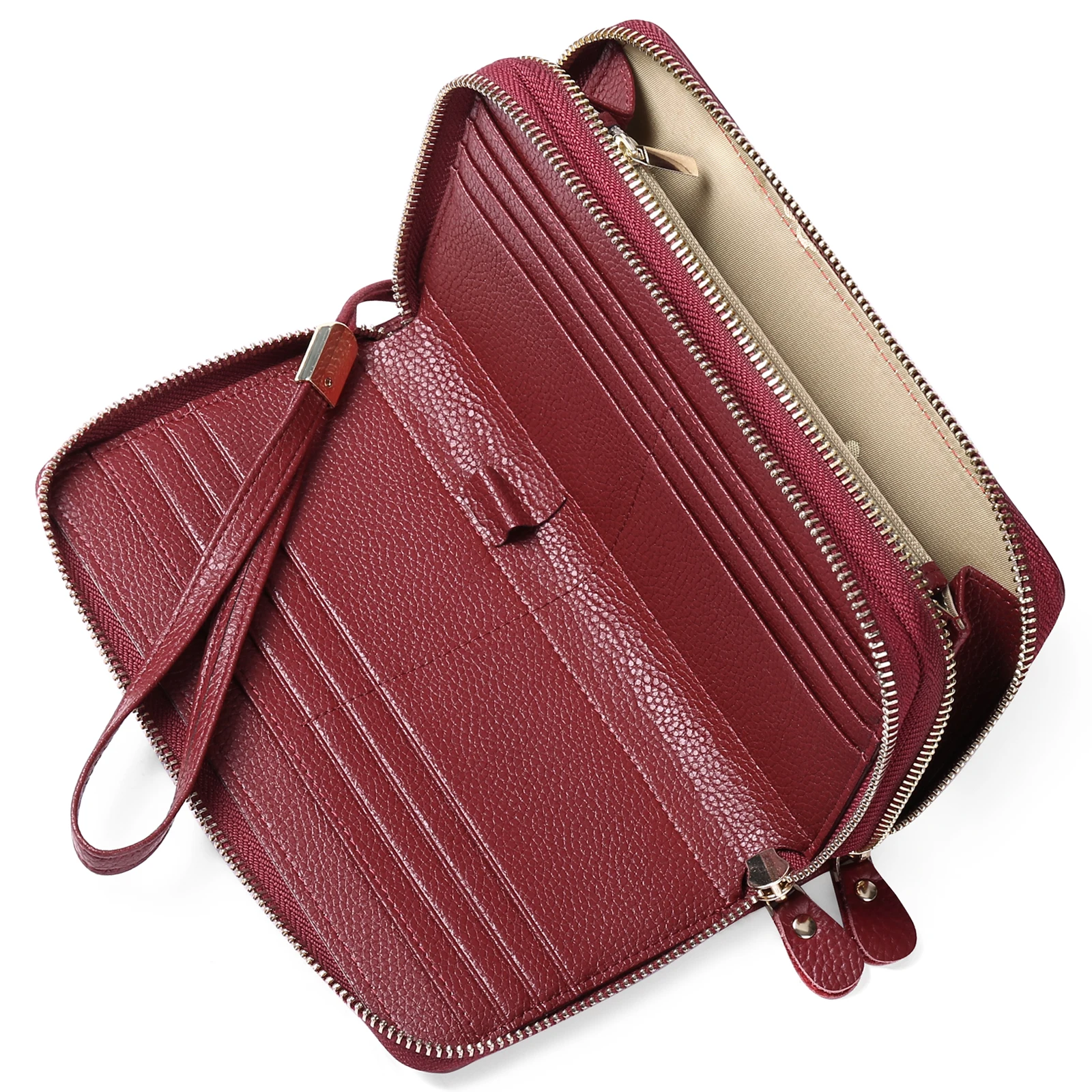 Long Women's Wallet Female Purses Card Holder Wallets Double Zipper Leather Clutch Luxury Money Phone Bag
