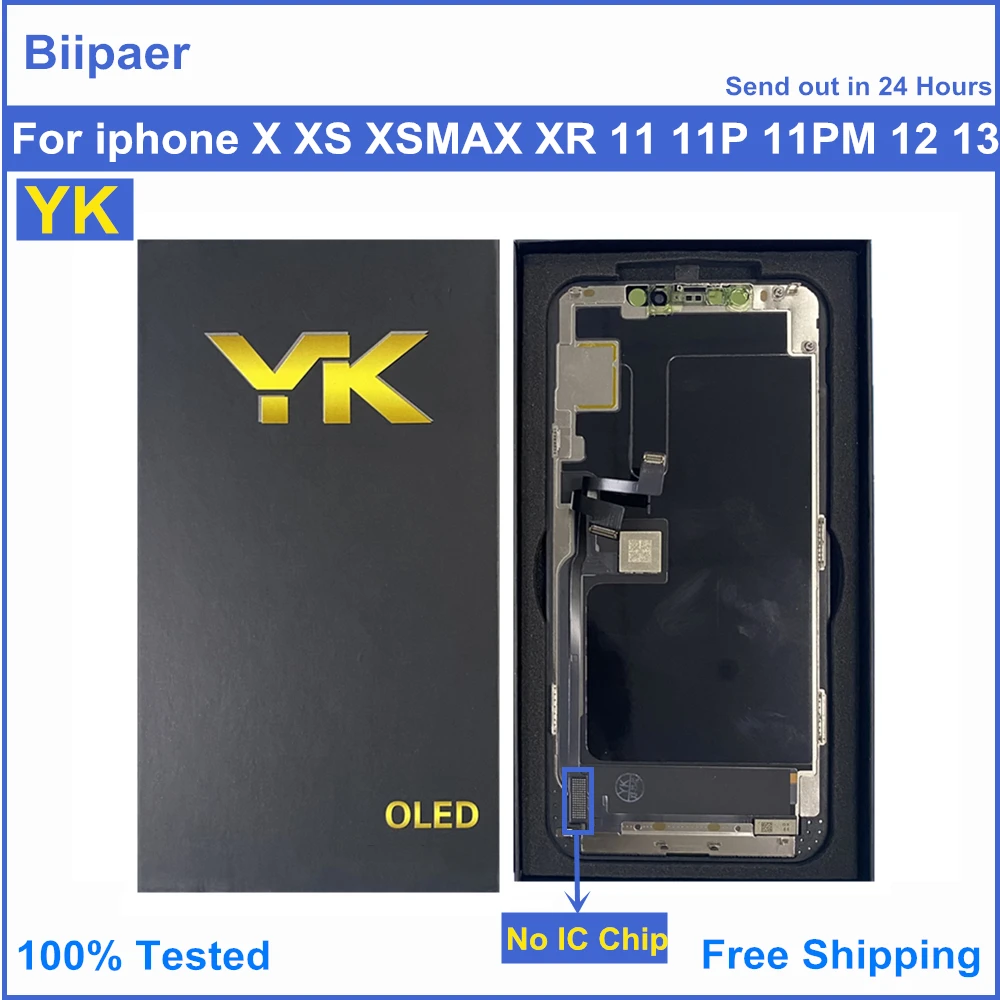 Сменный ЖК-дисплей IC YK OLED Pantalla для iPhone X XS 11 Pro, ЖК-дисплей с сенсорным экраном и дигитайзером для iphone X, XSMAX, 11 Pro, 12