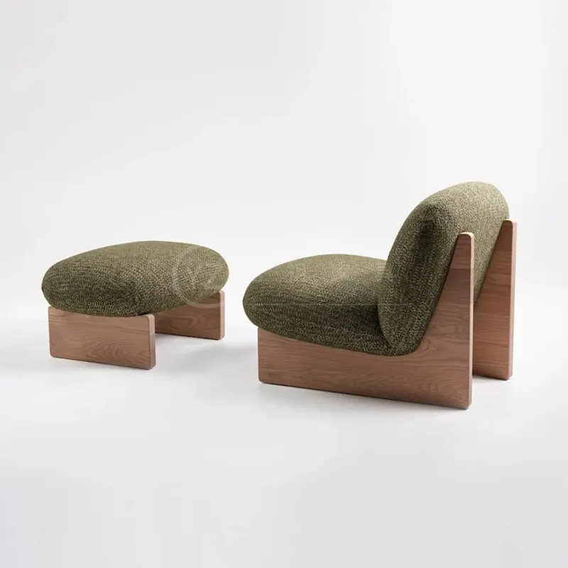

XK Nordic Minimalism Solid Wood Small Apartment Living Room Balcony Leisure Chair Creative Fabric Couch