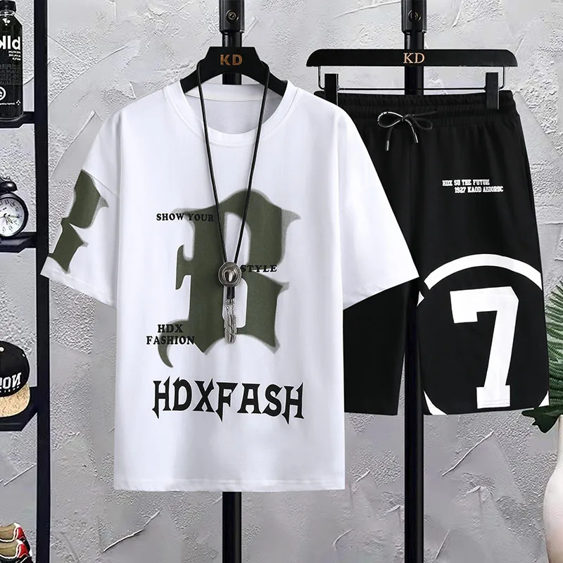 Streetwear  Summer Women Fashion Outfits Loose Two Piece Sets Womens Casual O Neck Pullover And Shorts Suits For Women