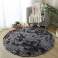 Hoiime Round Non Slip Rug Home Decor Fluffy Living Room Carpet Area Rug Tie-dye Color Shaggy Absorbent Anti Slip Decor Foot Mat