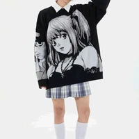 Spring Pullover Anime Knitted Sweater Men Hiphop Street Sweaters Vintage Women Japanese Fashion Harajuku Gothic Men Clothes
