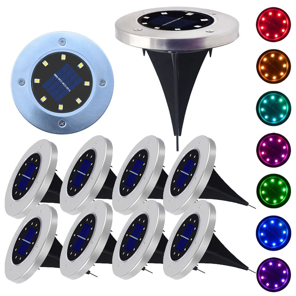 

Solar Garden Lights Outdoor 8 LED Solar Ground Lights Waterproof Underground Sensing Landscape Lights for Lawn Yard Patio Path