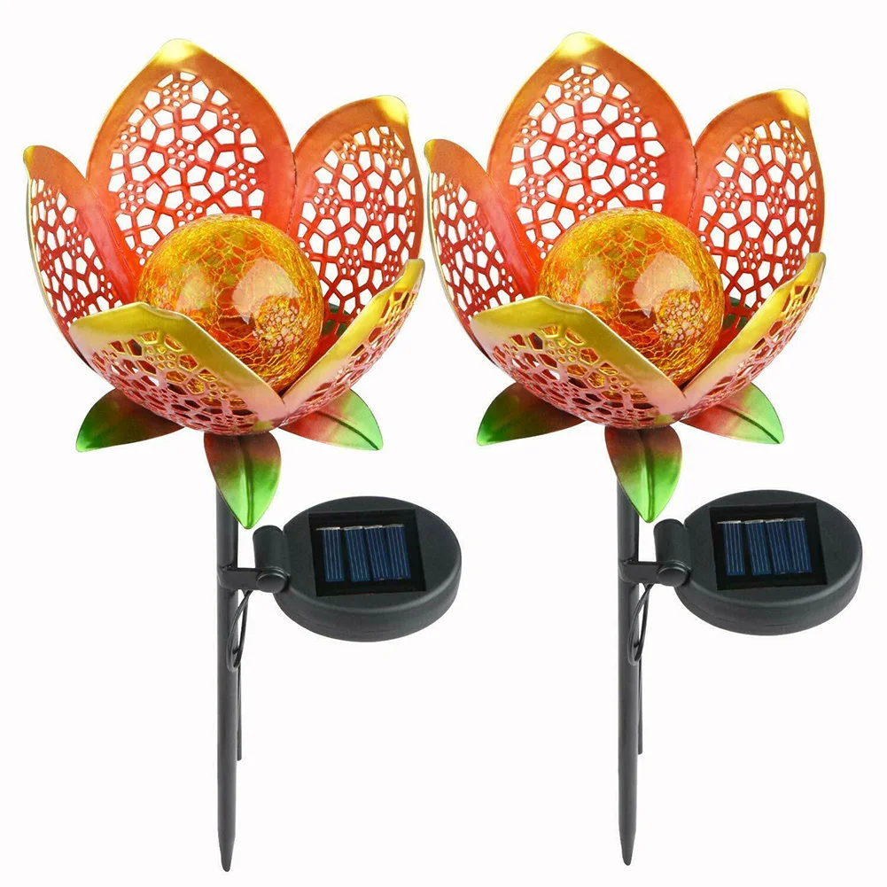 

2pcs Stake Energy Saving Solar Powered Lawn Waterproof Decorative Outdoor Atmosphere Lamp Garden Flower Light With Crack Bulb