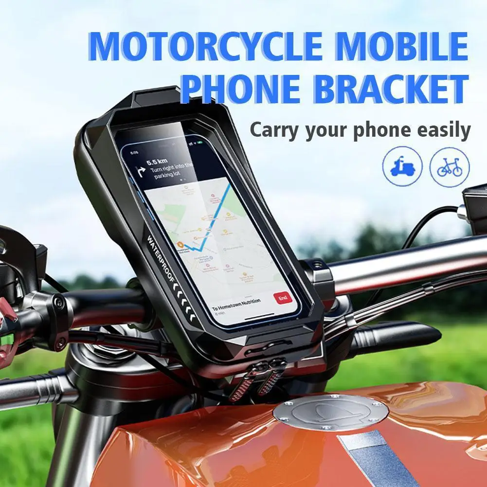 

Waterproof Motorcycle Bicycle Phone Holder 360° Rotation Screen Stem Clip Handlebar Clamp Phone W/ Bicycle Handlebar Phone C3P4