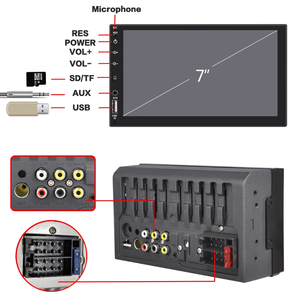 Автомагнитола Carplay мультимедийный видеоплеер на Android с 7 &quotсенсорным экраном AUX BT