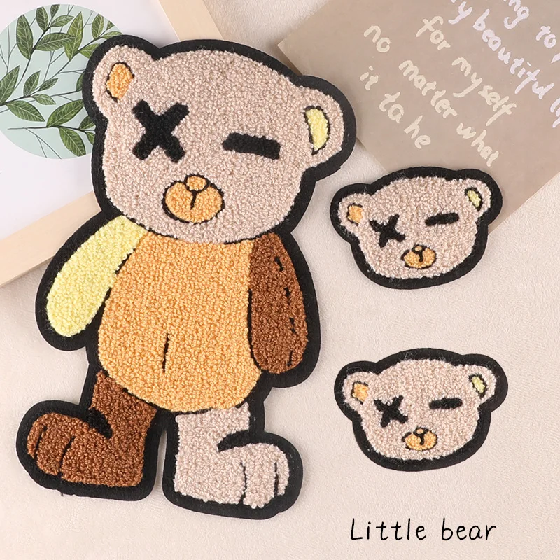 

5PCS/10PCS Sew On Emboridery Bear Patch Towel Badge Clothes Label Clothing Accessories Chenille Patches Embroidered Stickers