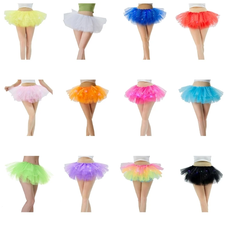 

Women's Ballet Skirt Vintage 5 Layered Light Up Tutu Skater Skirt Princess Skirt