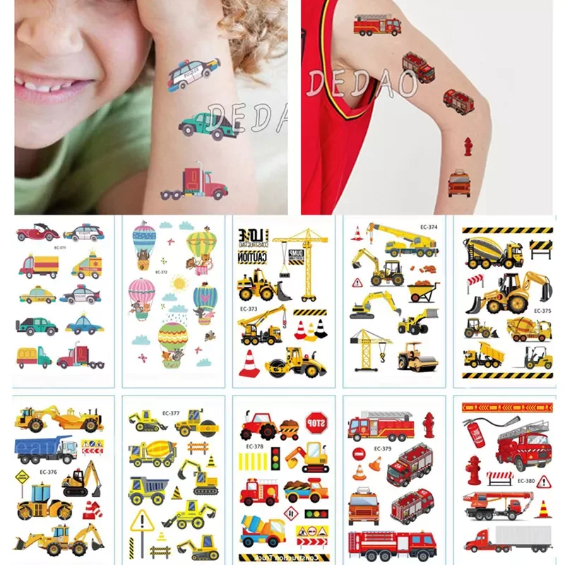 

NEW2023 10pcs Tattoo Kids Various Cartoon Car Fake Tattoo Sticker Temporary Tattoos Waterproof Tatto Art Tatoo Hand Arm For Chil