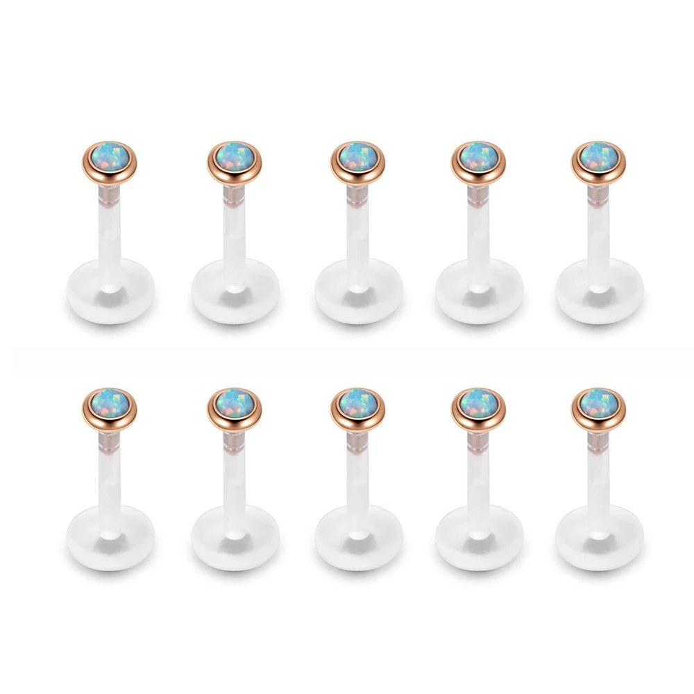 16G нержавеющая сталь УФ гибкий акриловый Опал Кристалл фиксатор гибкое кольцо