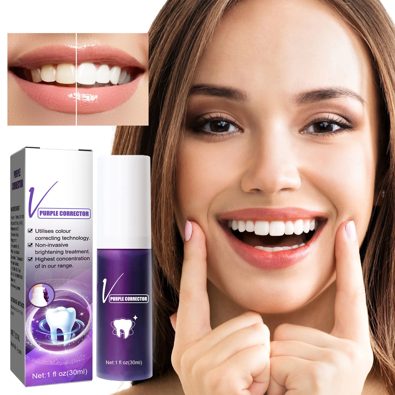 

Adult Purple Teeth Whitening Toothpaste Dental Cleaning Tool Mouth Breath Fresh Oral Treatment Products Tooth Whitener Corrector