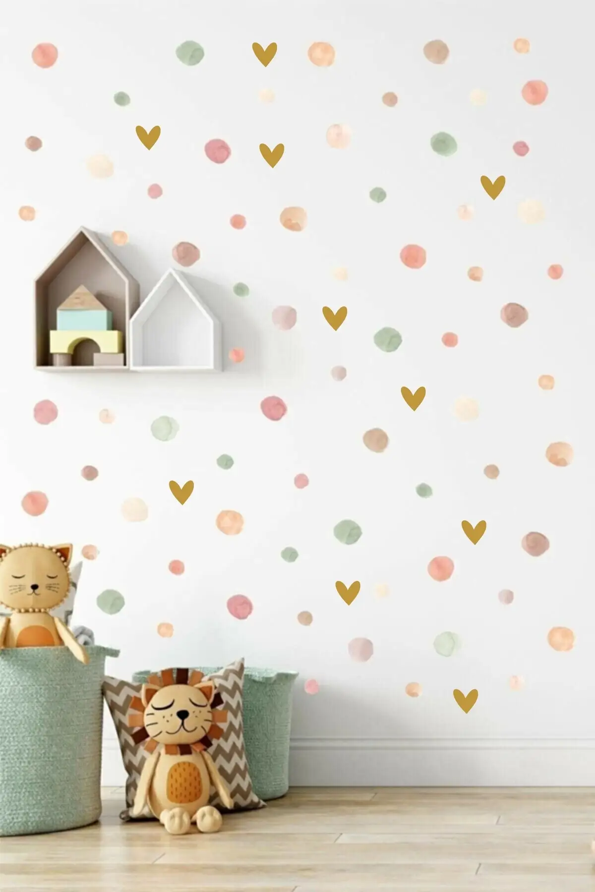 

5 And 3 Cm Natural Watercolor Polka Dot Kids Room Wall Sticker Set