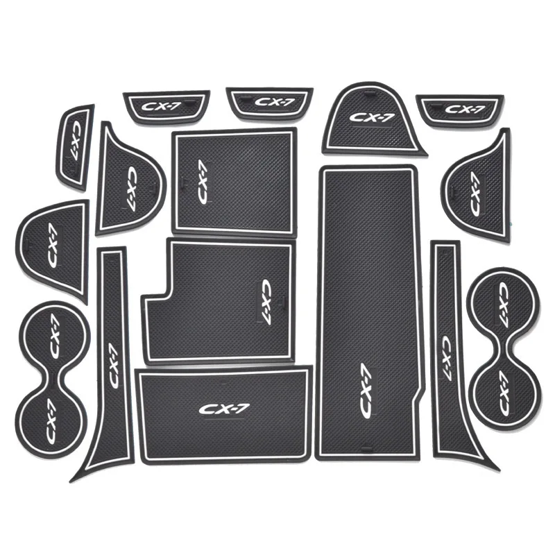 

3D Car Rubber Mat Non-slip Interior Cup Pad Door Groove Mat For Mazda CX-7 CX7 CX 7 Car door mat Auto Accessories 16pcs/set