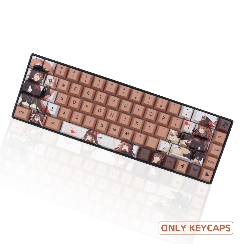 138keys Genshin Impact Keycaps Game Character Hutao Keyboard Decoration Fans Otaku Game Player Cosplay Props Gifts Anime Keycap