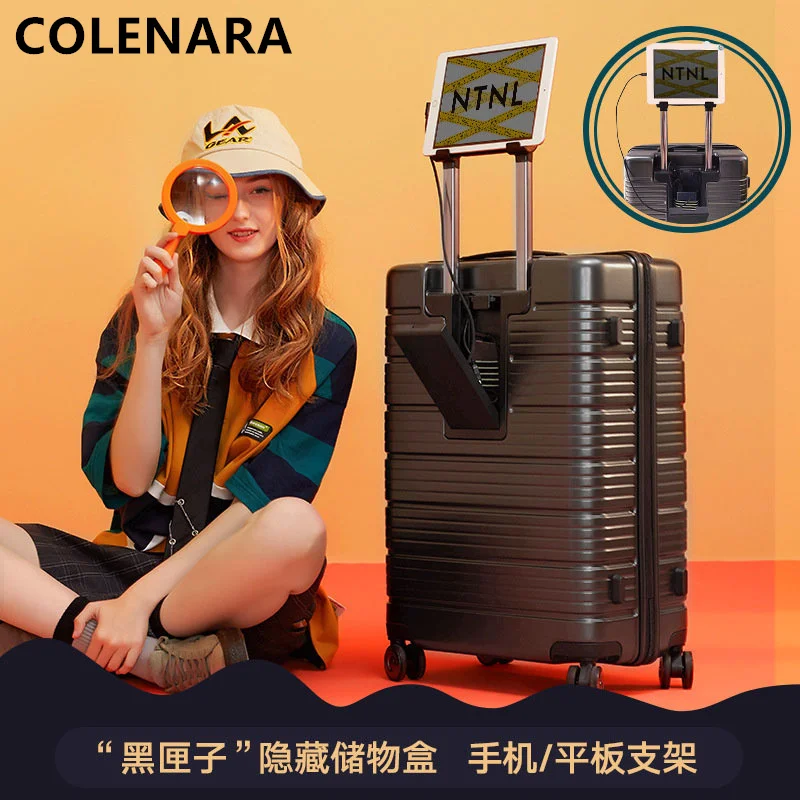 COLENARA 20 Inch Suitcase New Men's Multifunctional Handheld Charging Port Trolley Case Women's Cabin Business Rolling Luggage